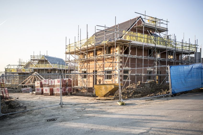 Building site with new homes under construction