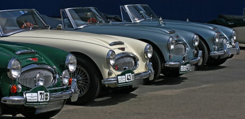 row of vintage cars