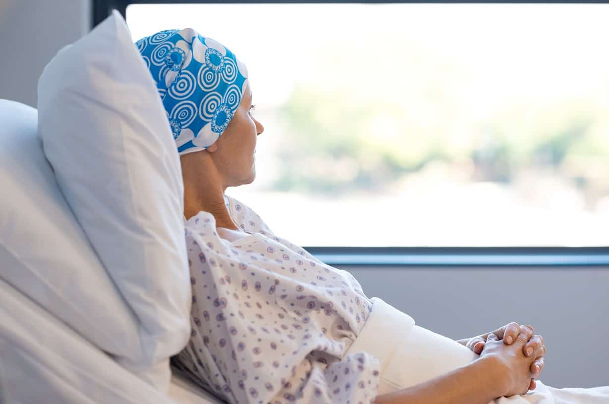 Cancer patient resting in bed