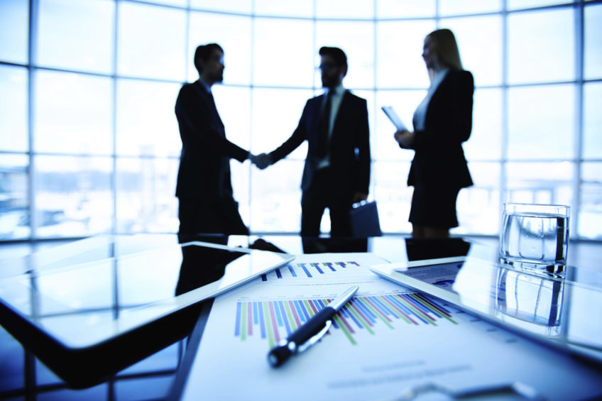 business people shaking hands at meeting