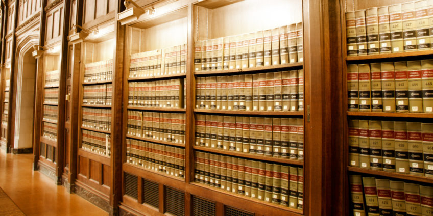 rows of bookshelves