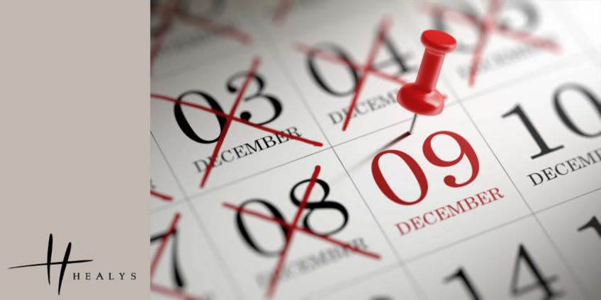 image of calendar with 9 December pinned