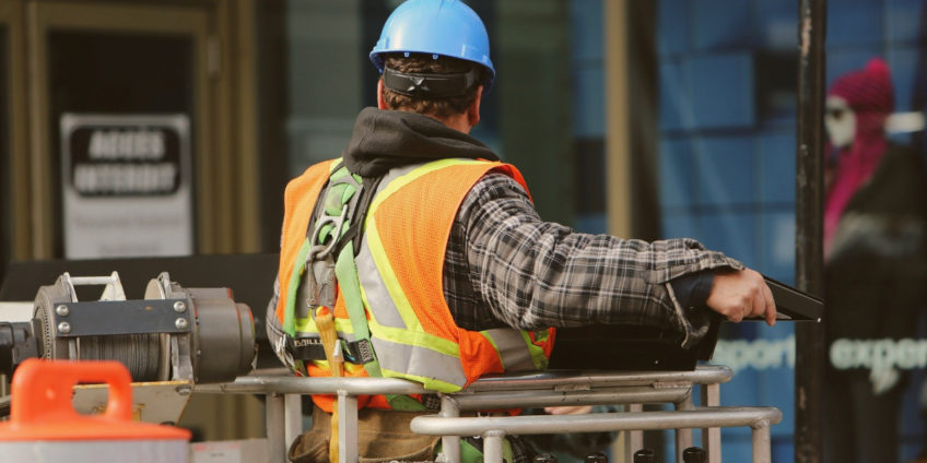 Construction worker in building site