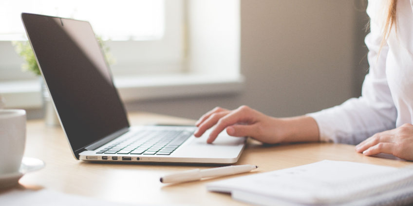 woman working on laptop